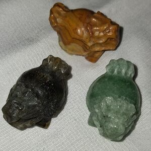 Set of Three Carved Dragon Turtles